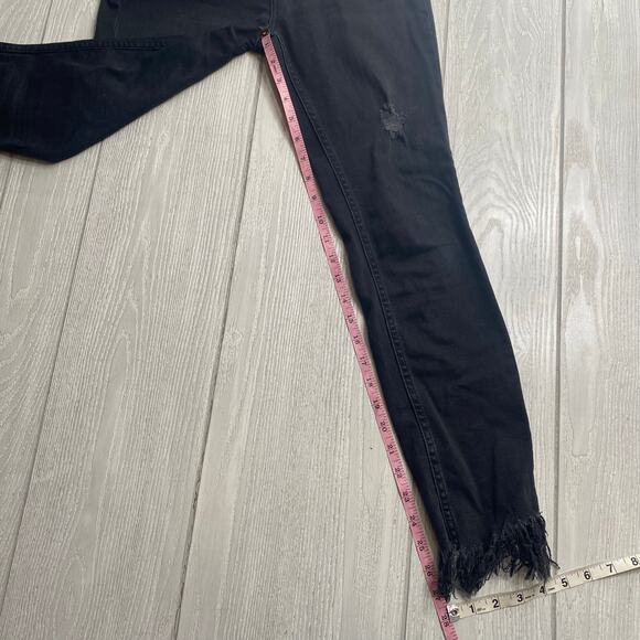 Free People Womens Denim Great Heights Black Frayed Raw Hem Skinny Jeans Size 26 - Picture 6 of 11